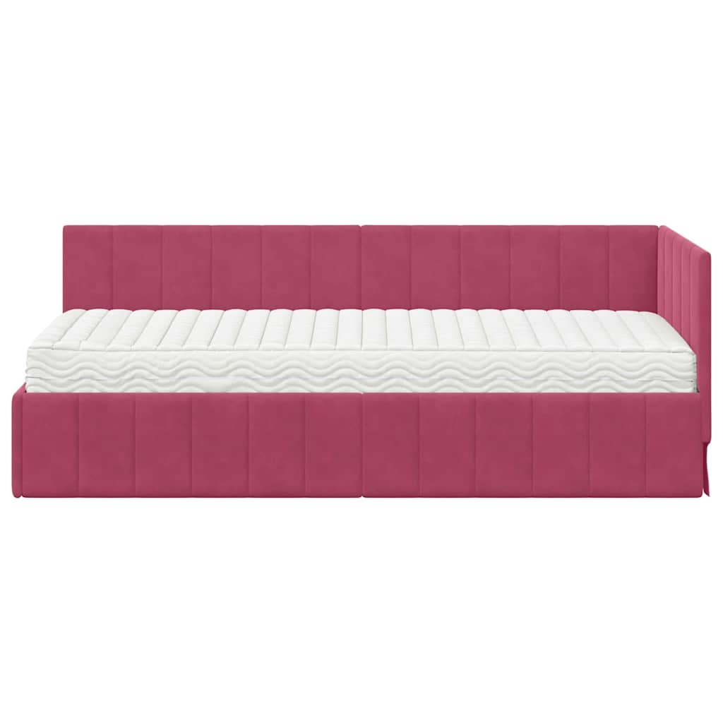 Cadre de lit d'angle avec matelas 2 pcs Vert Velours - XIOS