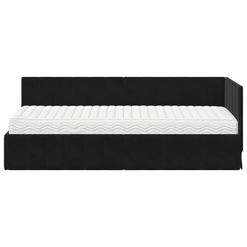 Cadre de lit d'angle avec matelas 2 pcs Noir Velours - XIOS