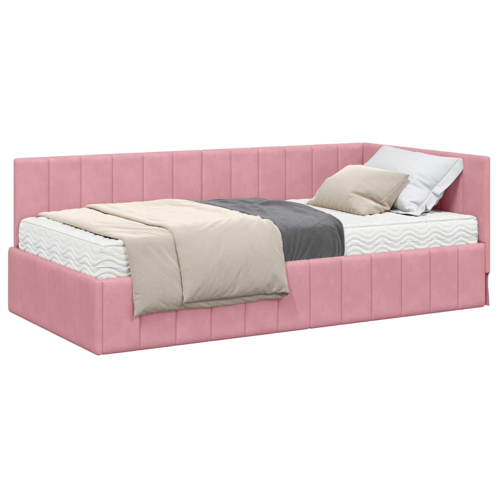 Cadre de lit d'angle avec matelas 2 pcs Gris Velours - XIOS