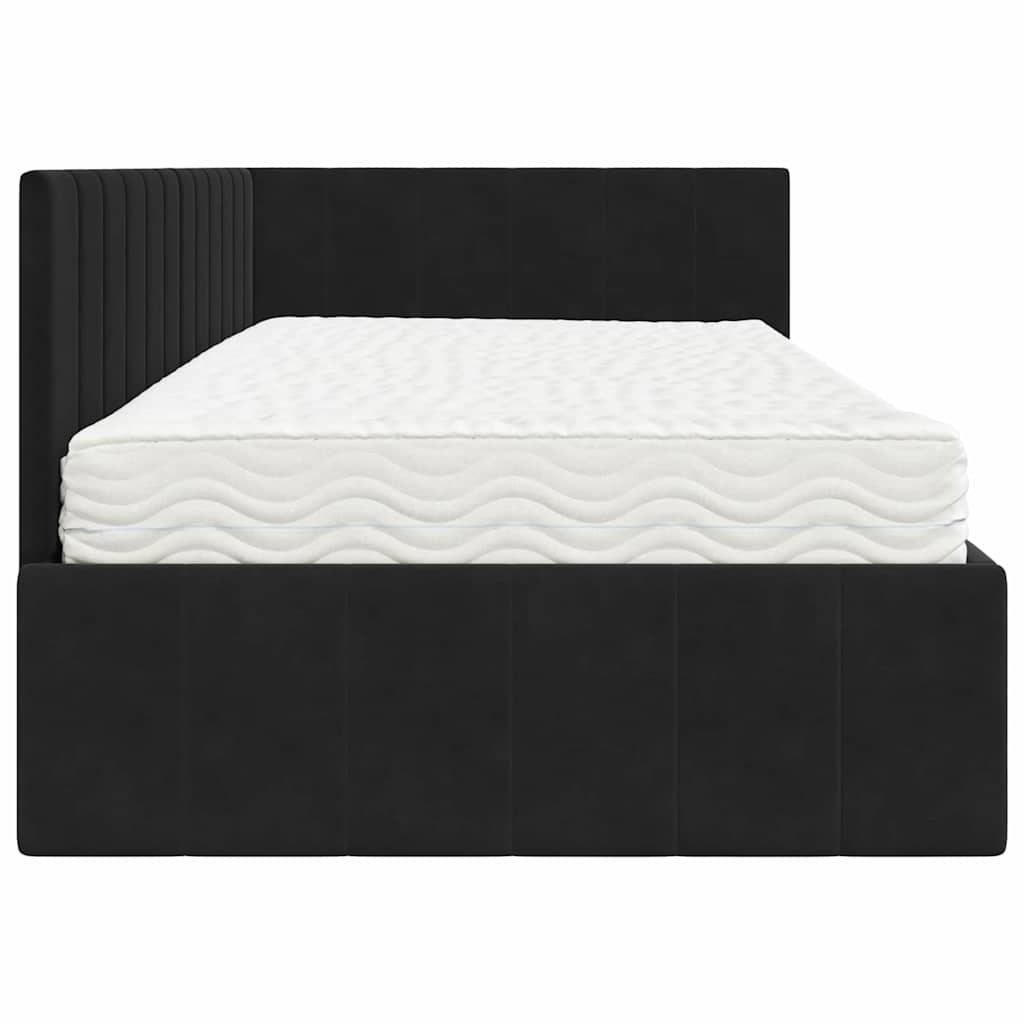 Cadre de lit d'angle avec matelas 2 pcs Noir Velours