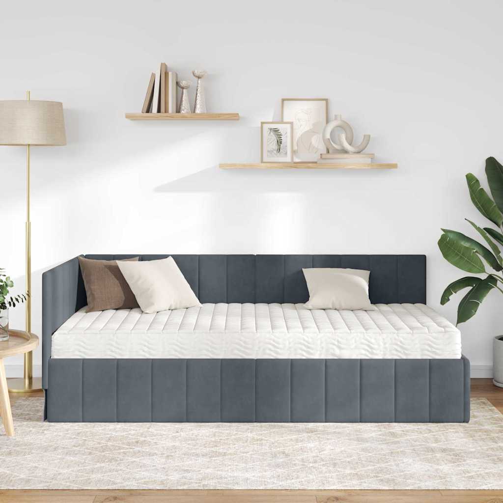 Cadre de lit d'angle avec matelas 2 pcs Gris Velours - XIOS