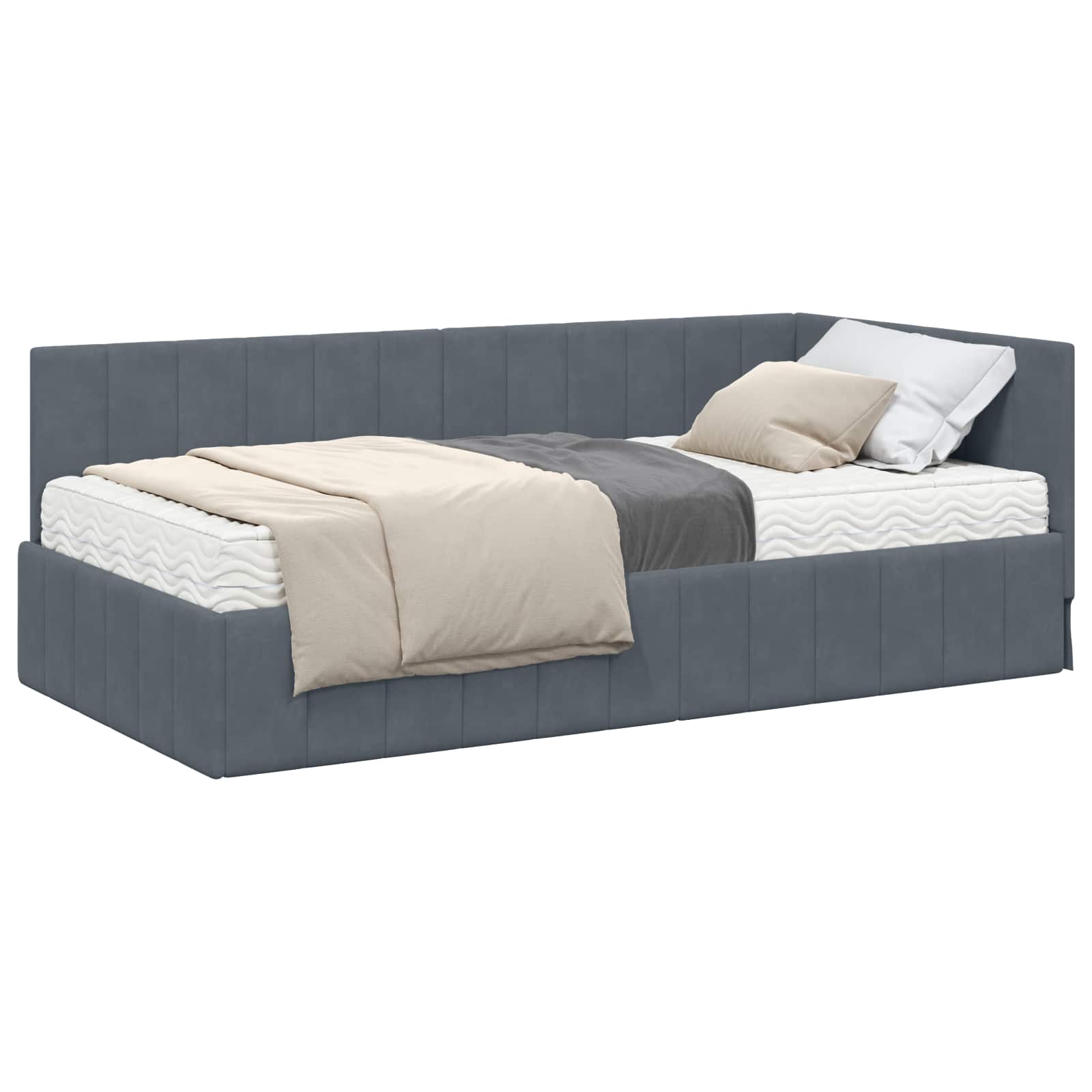 Cadre de lit d'angle avec matelas 2 pcs Gris Velours - XIOS