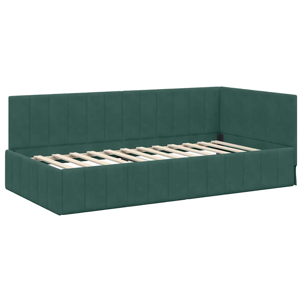 Cadre de lit d'angle avec matelas 2 pcs Vert Velours
