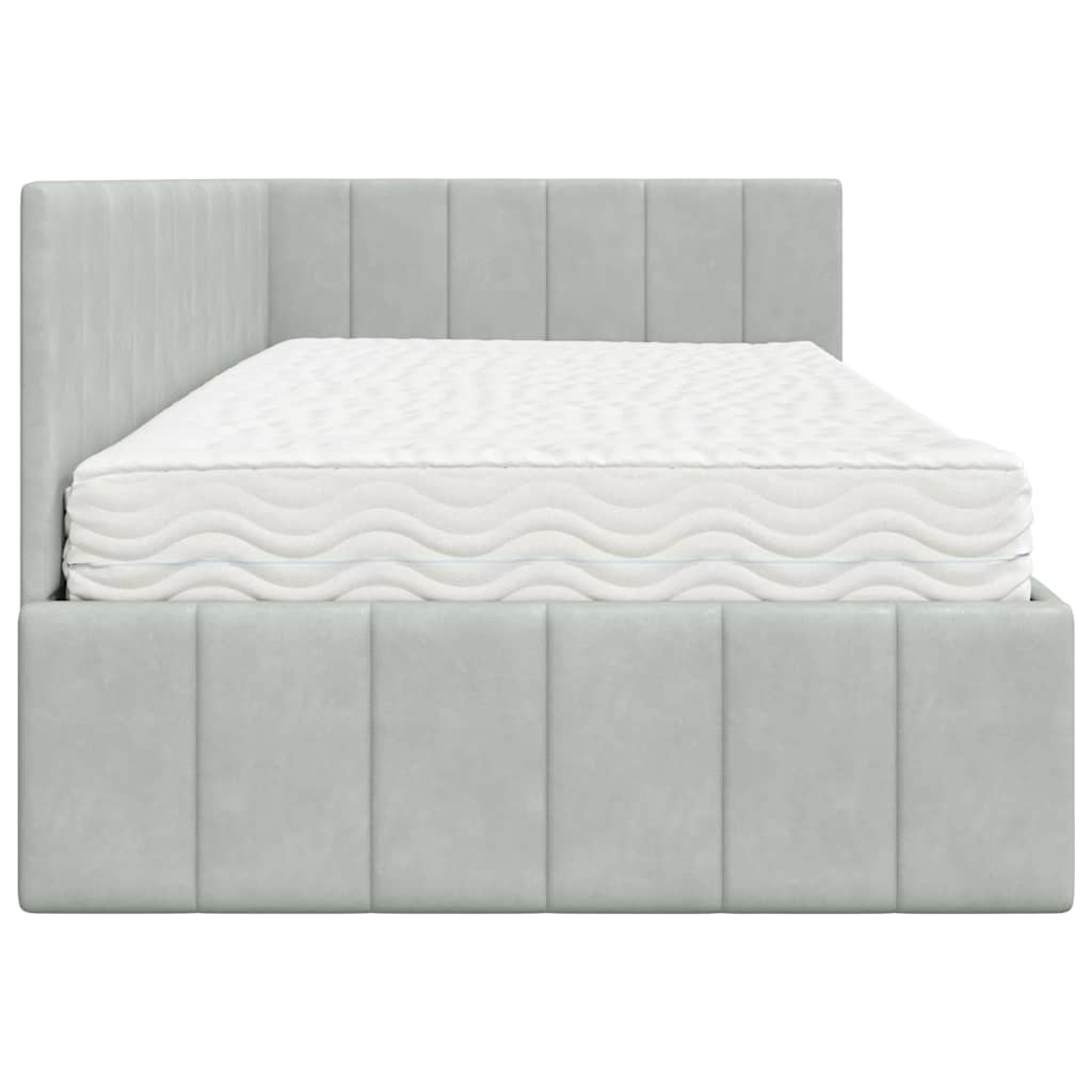 Cadre de lit d'angle avec matelas 2 pcs Gris clair Velours - XIOS