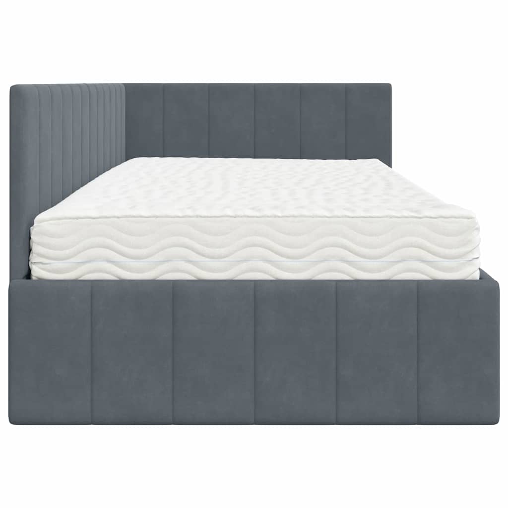 Cadre de lit d'angle avec matelas 2 pcs Gris Velours - XIOS