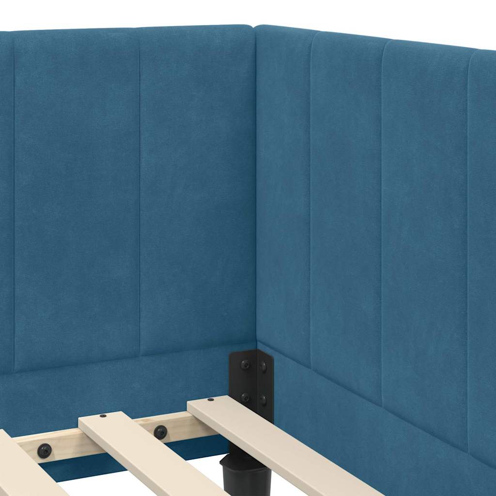 Cadre de lit d'angle avec matelas 2 pcs Bleu Velours - XIOS