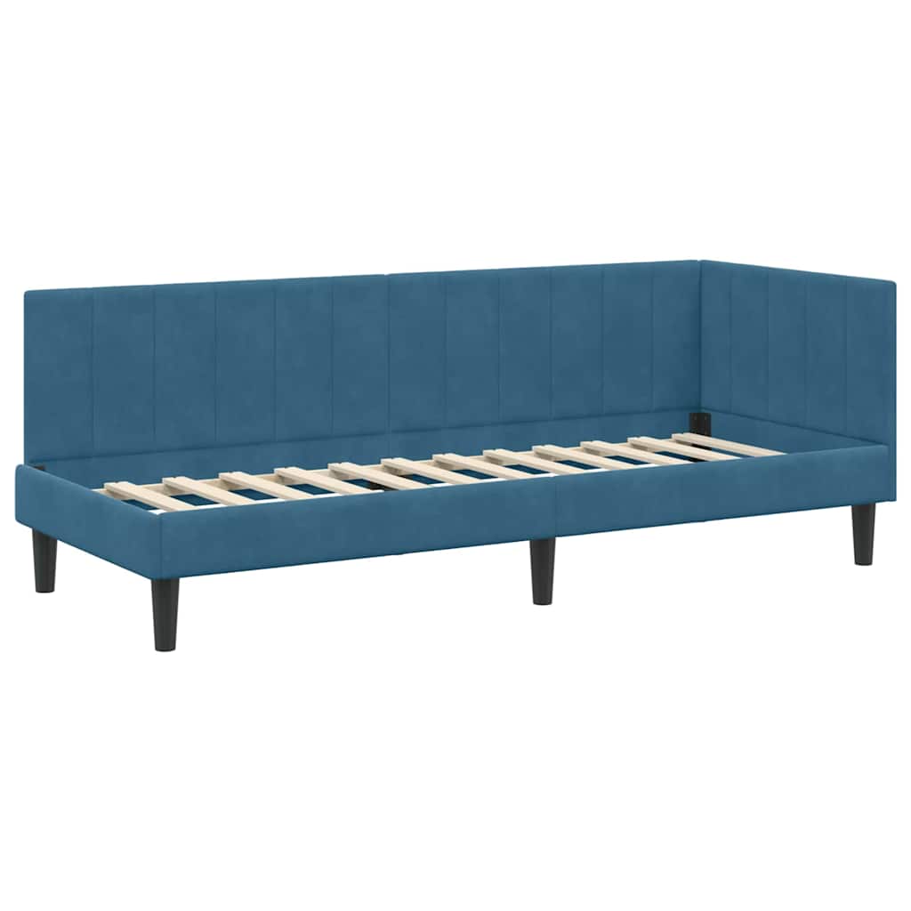 Cadre de lit d'angle avec matelas 2 pcs Bleu Velours - XIOS