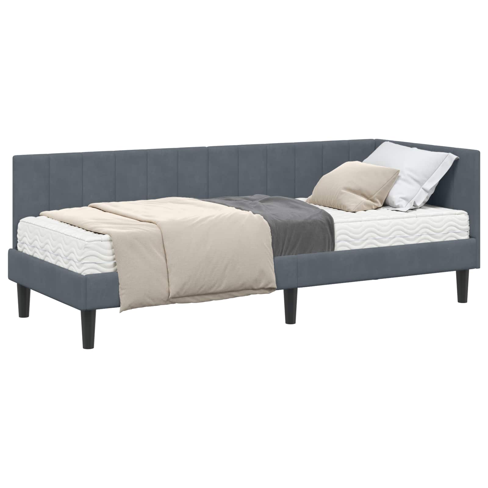 Cadre de lit d'angle avec matelas 2 pcs Gris Velours - XIOS