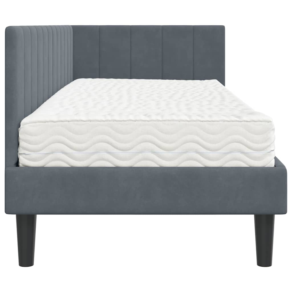 Cadre de lit d'angle avec matelas 2 pcs Gris Velours - XIOS