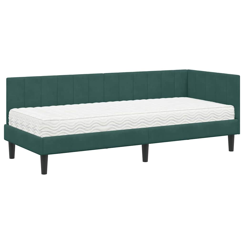 Cadre de lit d'angle avec matelas 2 pcs Vert Velours - XIOS