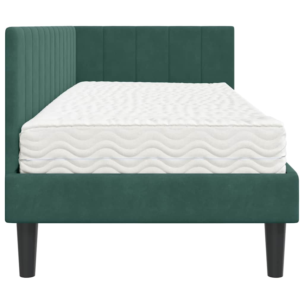 Cadre de lit d'angle avec matelas 2 pcs Vert Velours - XIOS
