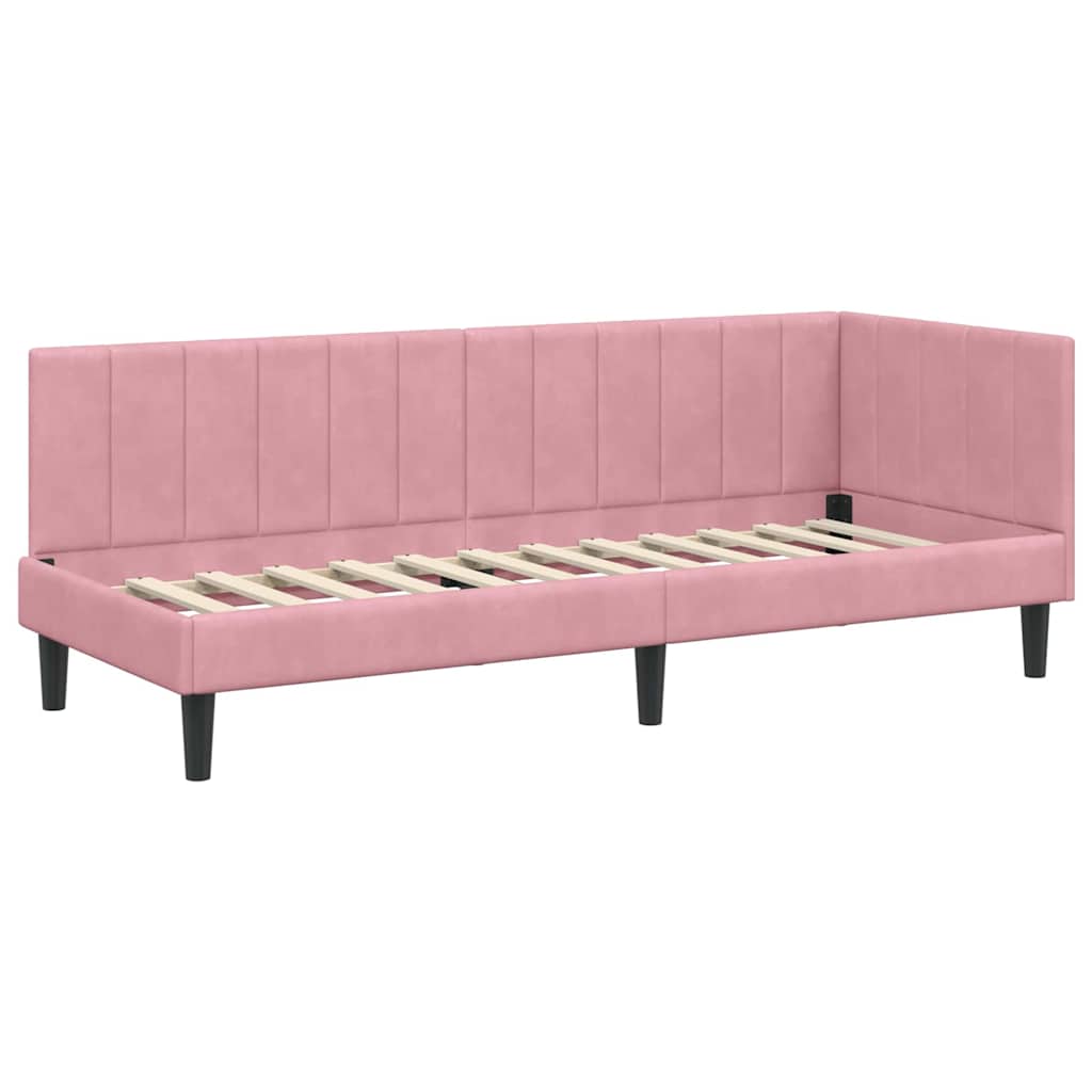 Cadre de lit d'angle avec matelas 2 pc Rose 80 x 200 cm Velours