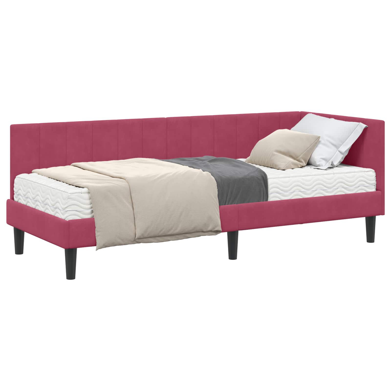 Cadre de lit d'angle avec matelas 2 pcs Vert Velours - XIOS
