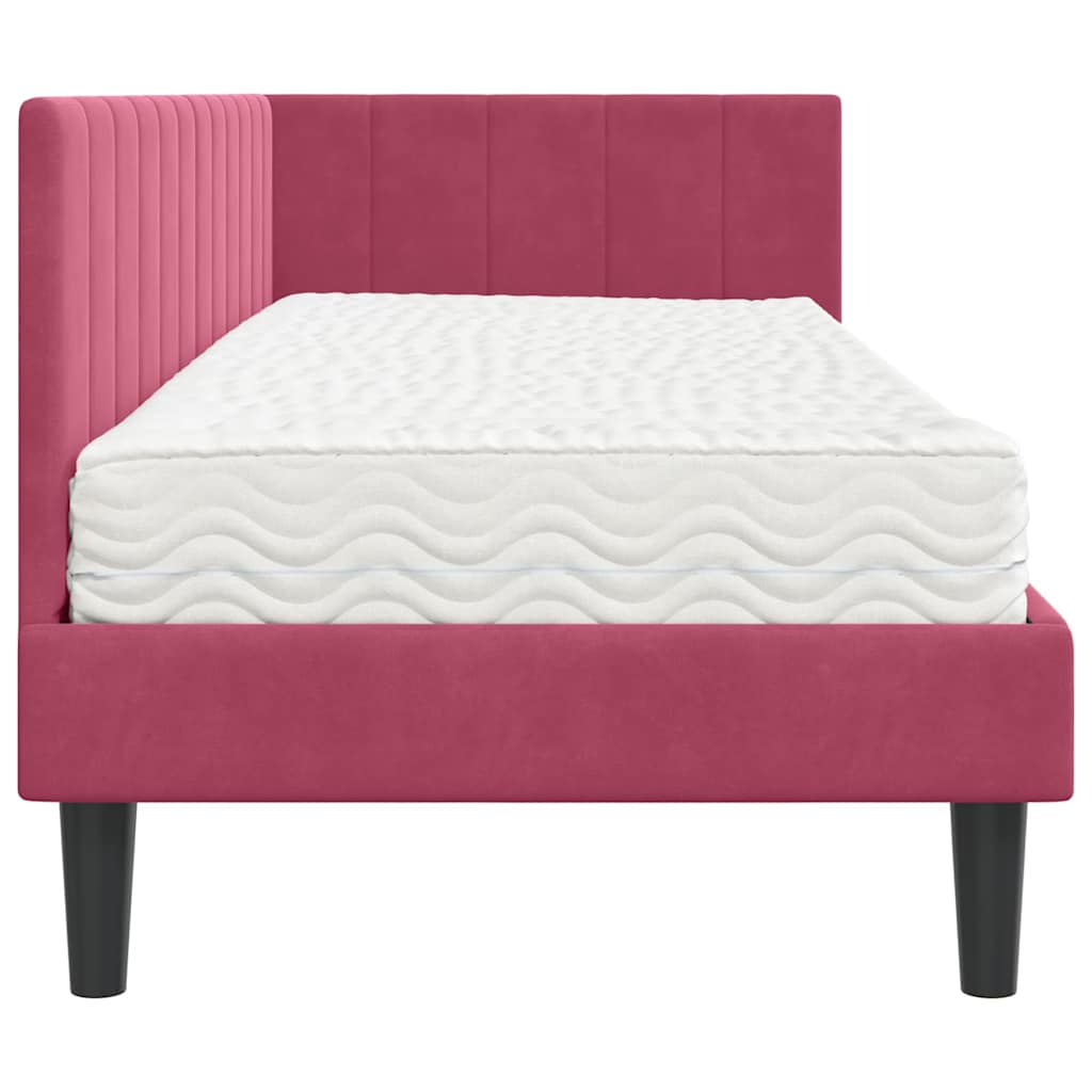 Cadre de lit d'angle avec matelas 2 pcs Vert Velours - XIOS
