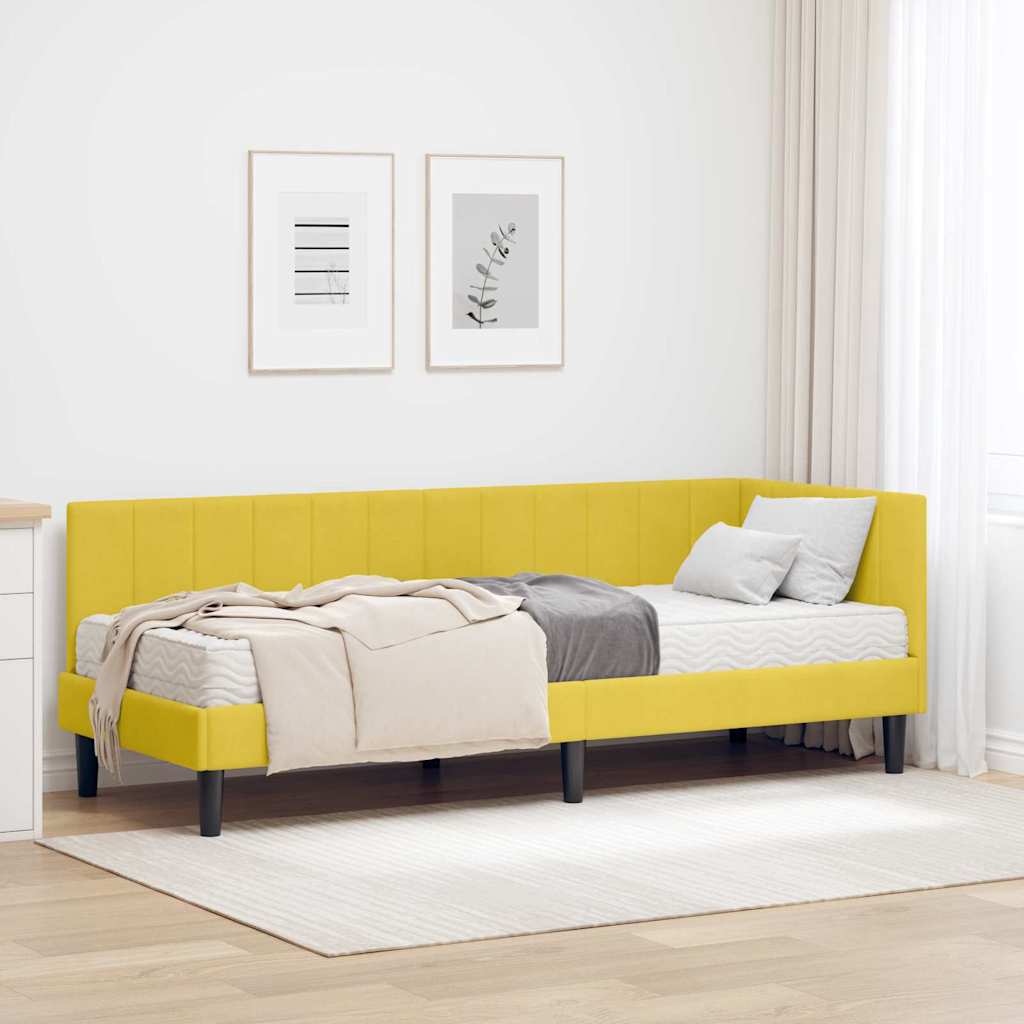 Cadre de lit d'angle avec matelas 2 pcs Jaune Velours - XIOS