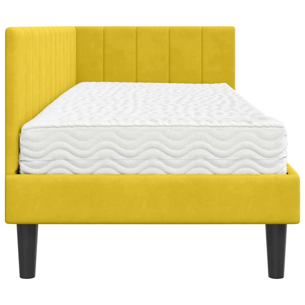 Cadre de lit d'angle avec matelas 2 pcs Jaune Velours - XIOS
