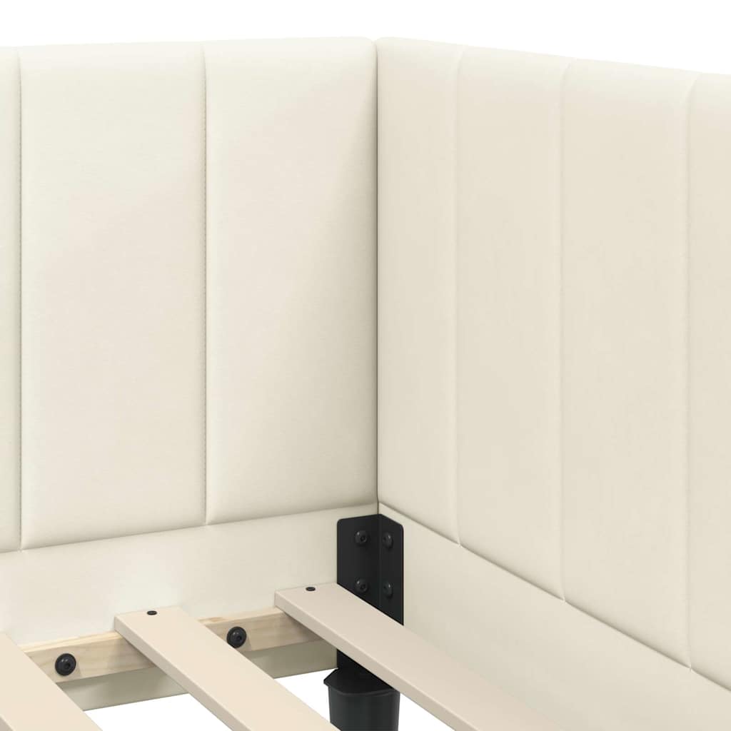 Cadre de lit d'angle avec matelas 2 pcs Crème Velours - XIOS