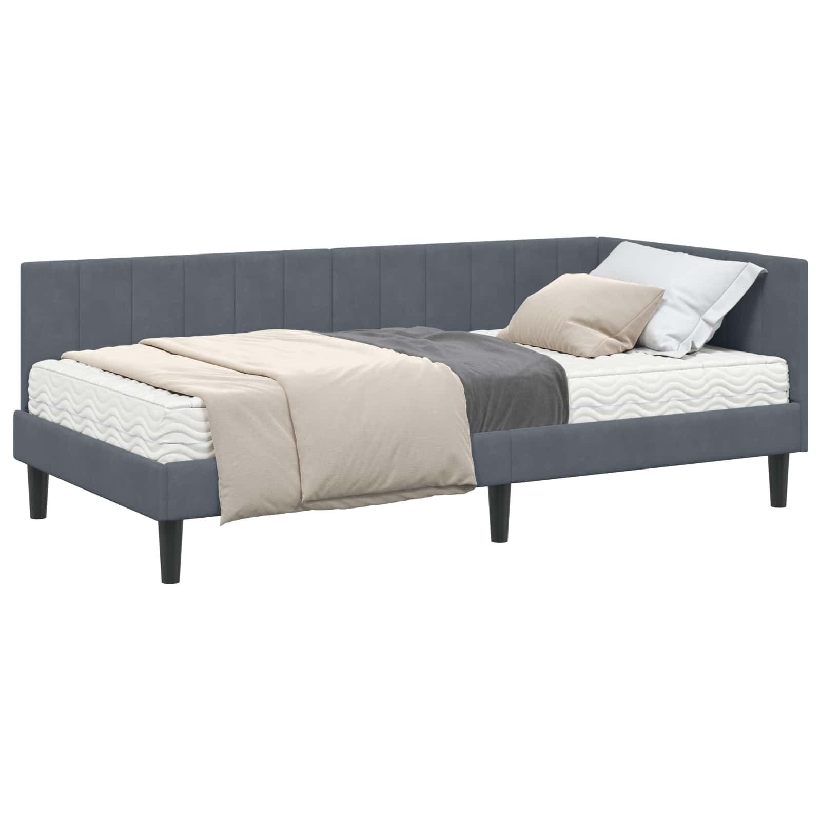 Cadre de lit d'angle avec matelas 2 pcs Gris Velours - XIOS