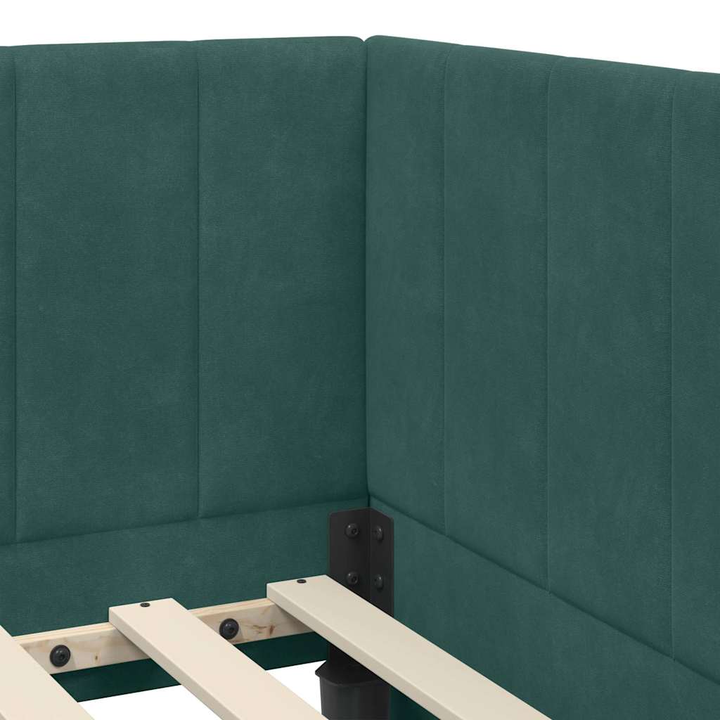 Cadre de lit d'angle Vert foncé 90 x 190 cm Velours - XIOS