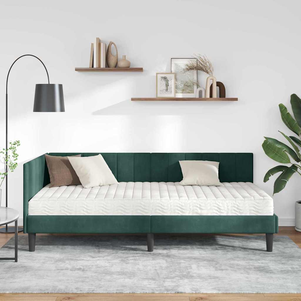 Cadre de lit d'angle avec matelas 2 pcs Vert Velours - XIOS
