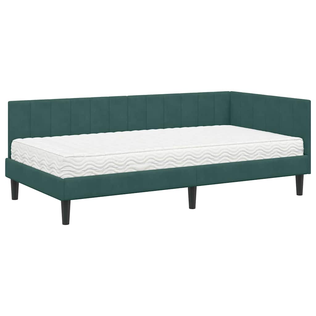 Cadre de lit d'angle avec matelas 2 pcs Vert Velours - XIOS