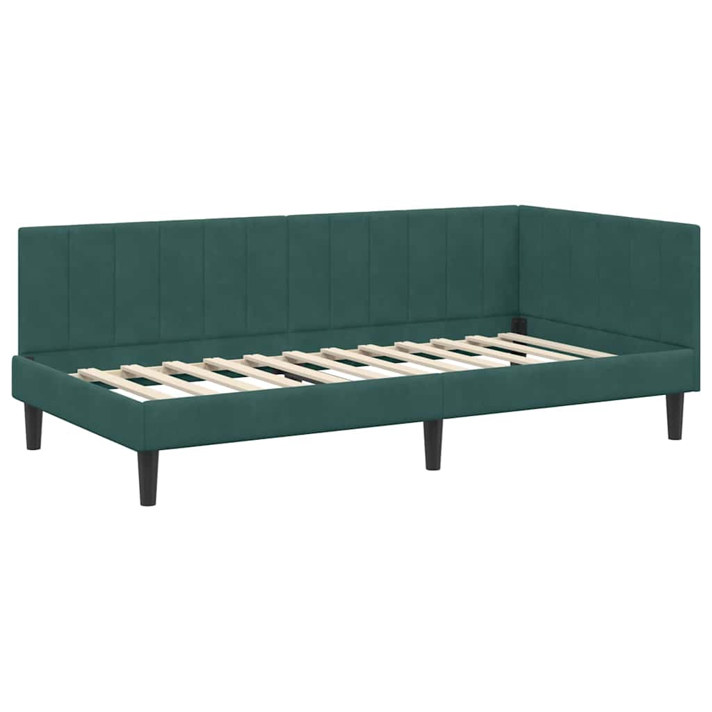 Cadre de lit d'angle Vert foncé 90 x 190 cm Velours - XIOS