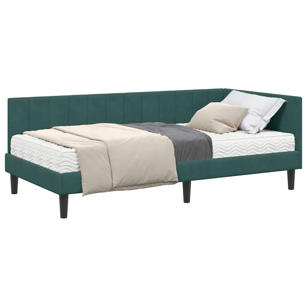 Cadre de lit d'angle Vert foncé 90 x 190 cm Velours - XIOS