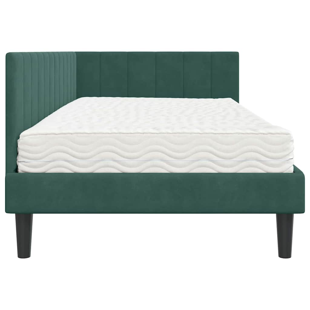 Cadre de lit d'angle avec matelas 2 pcs Vert Velours - XIOS