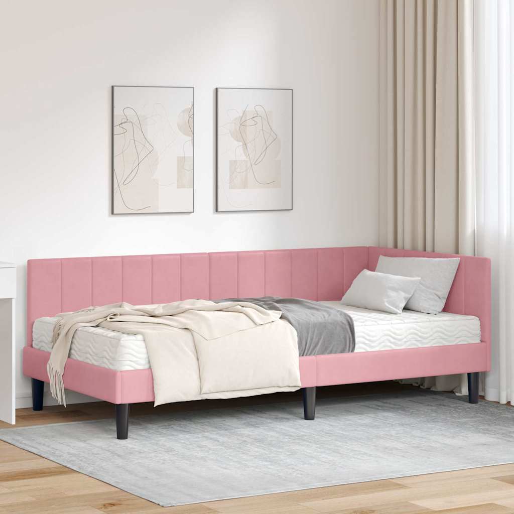 Cadre de lit d'angle avec matelas 2 pcs Gris Velours - XIOS