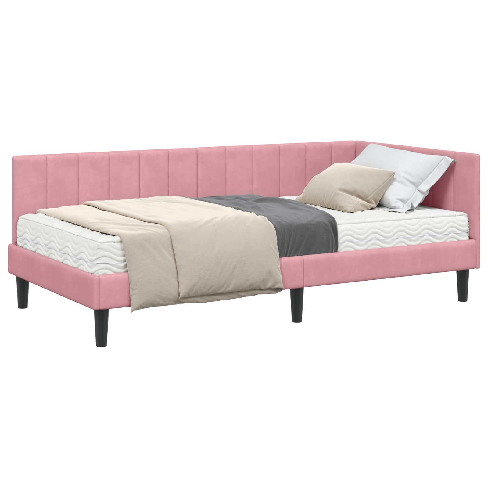 Cadre de lit d'angle avec matelas 2 pcs Gris Velours - XIOS