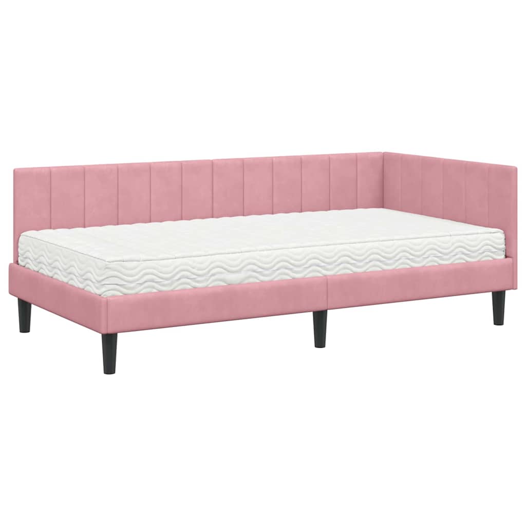 Cadre de lit d'angle avec matelas 2 pcs Gris Velours - XIOS