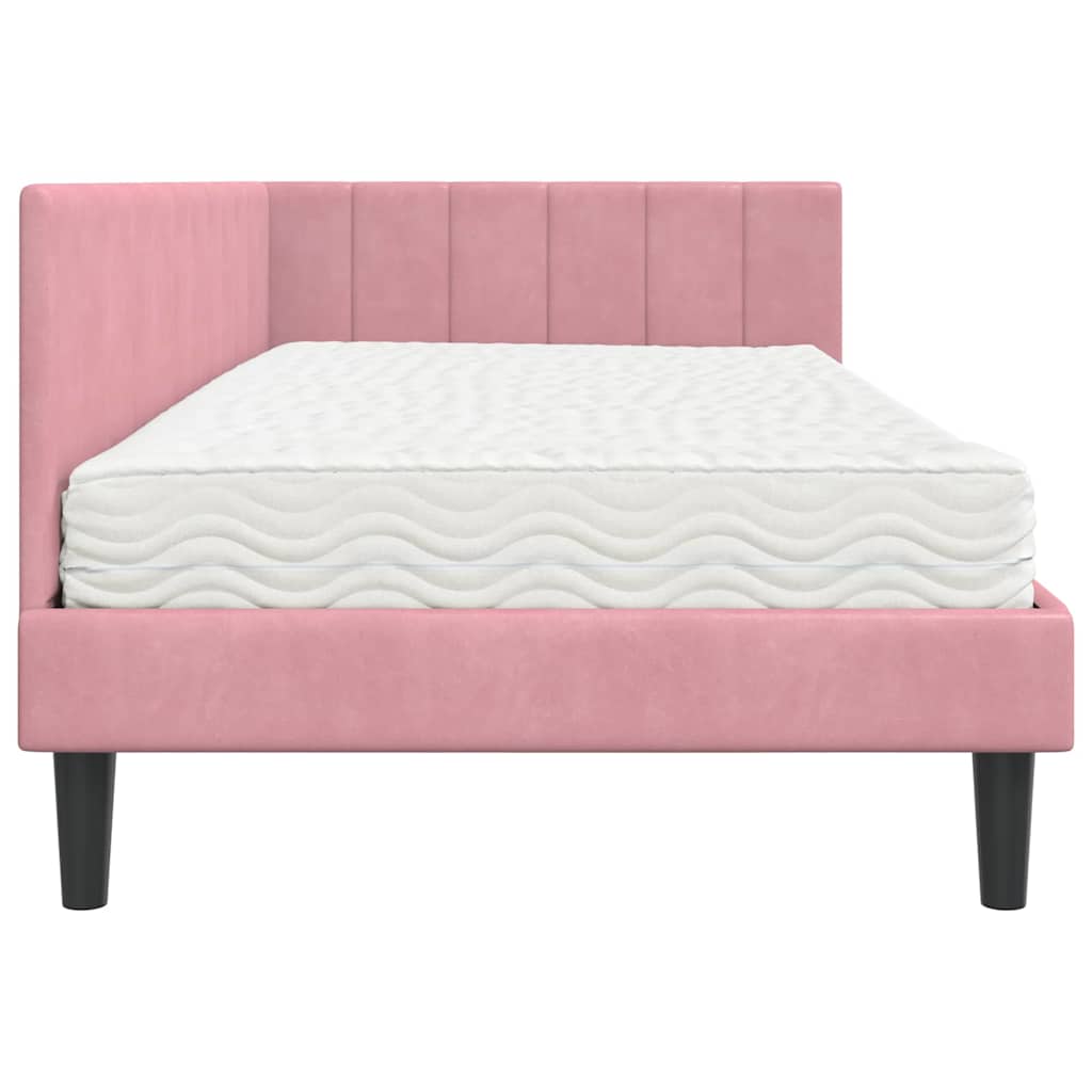 Cadre de lit d'angle avec matelas 2 pcs Gris Velours - XIOS