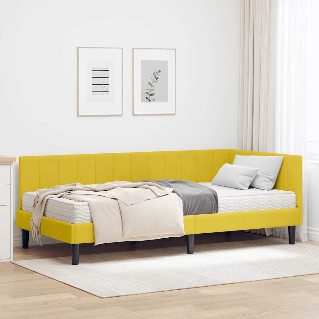 Cadre de lit d'angle avec matelas 2 pcs Jaune Velours - XIOS