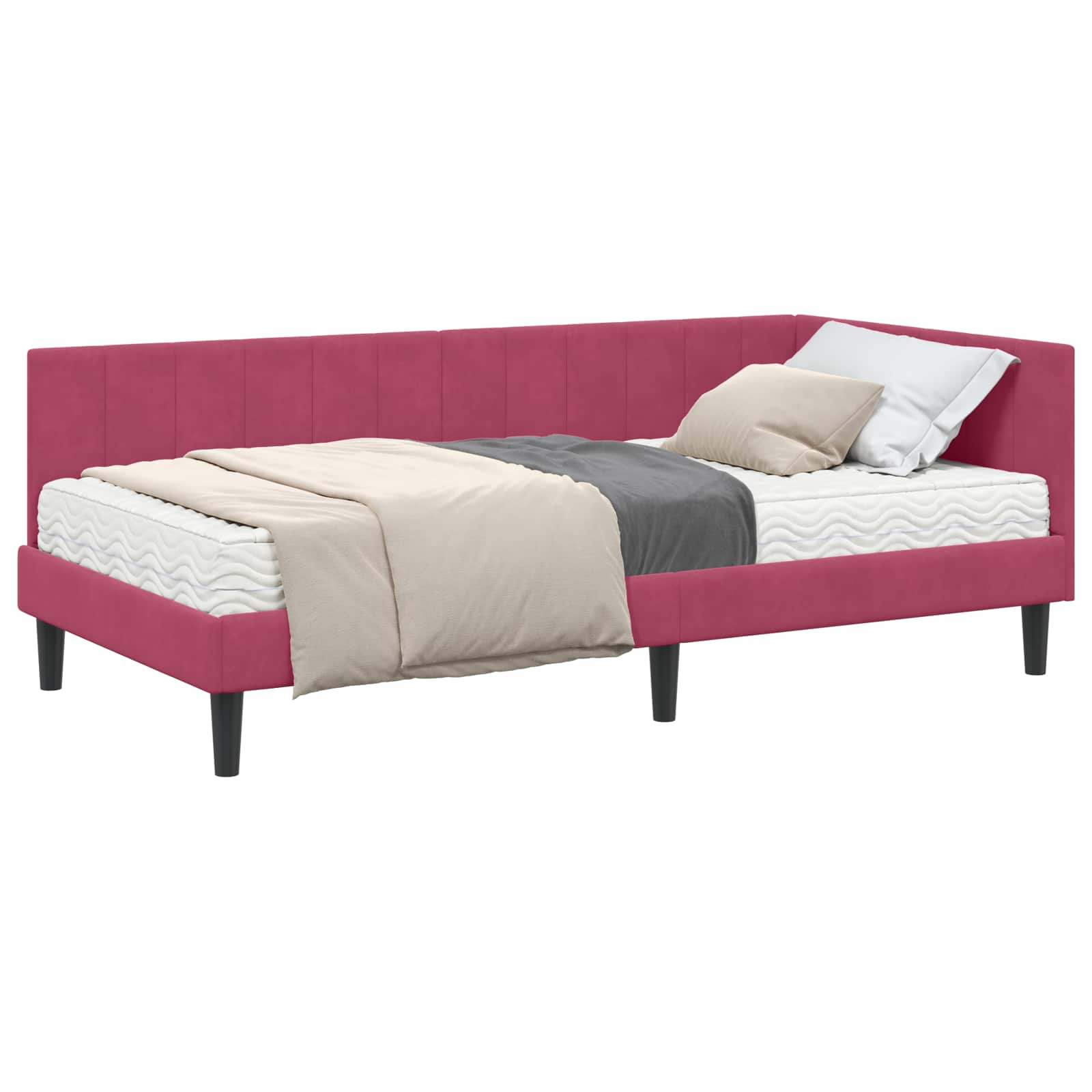 Cadre de lit d'angle avec matelas 2 pcs Vert Velours - XIOS