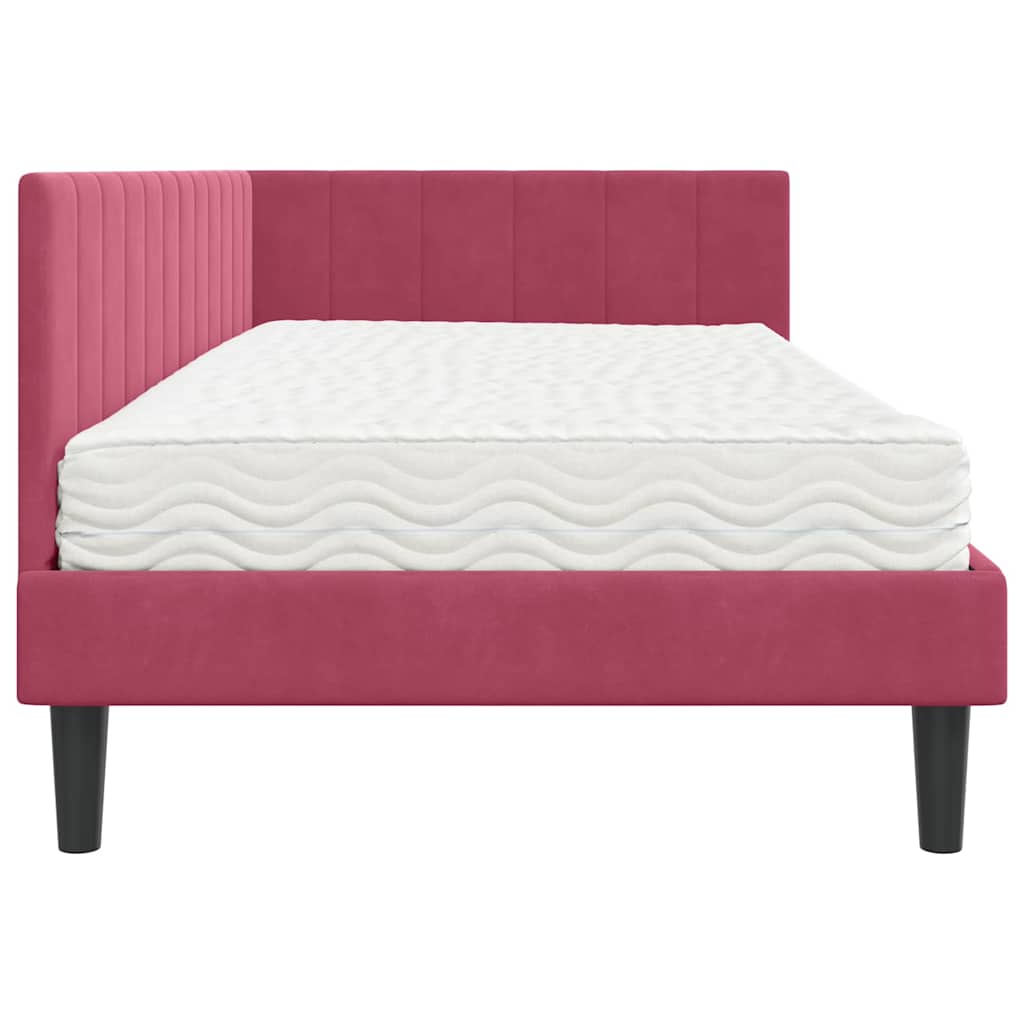 Cadre de lit d'angle avec matelas 2 pcs Vert Velours - XIOS