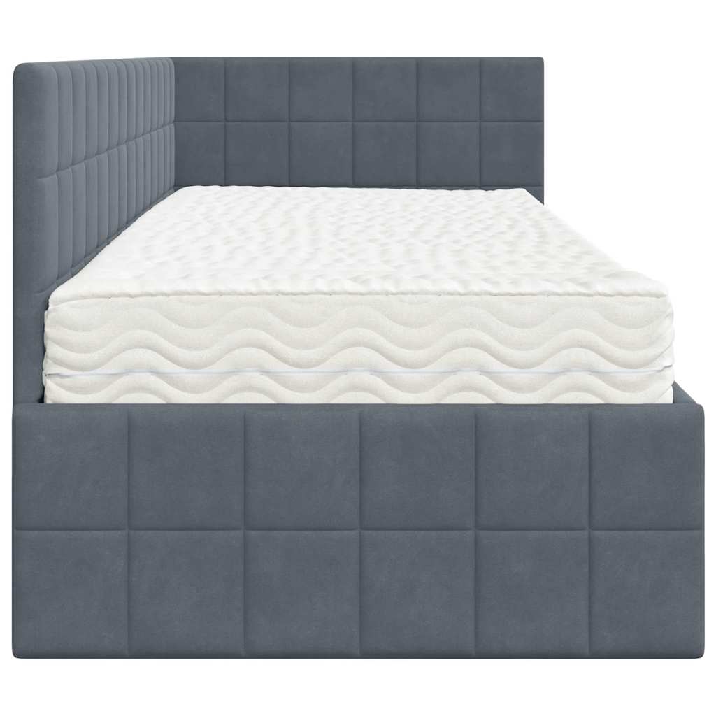 Cadre de lit d'angle avec matelas 2 pcs Gris Velours - XIOS