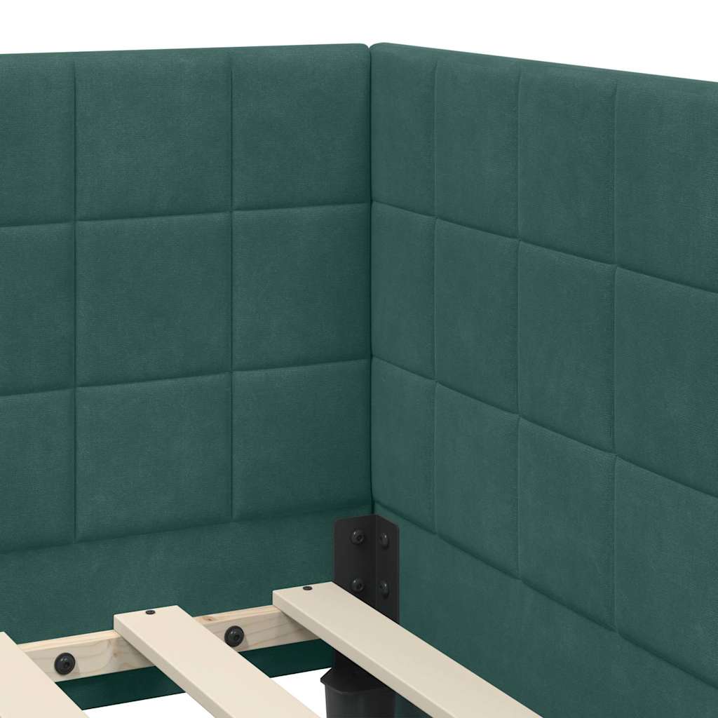 Cadre de lit d'angle avec matelas 2 pcs Vert Velours - XIOS