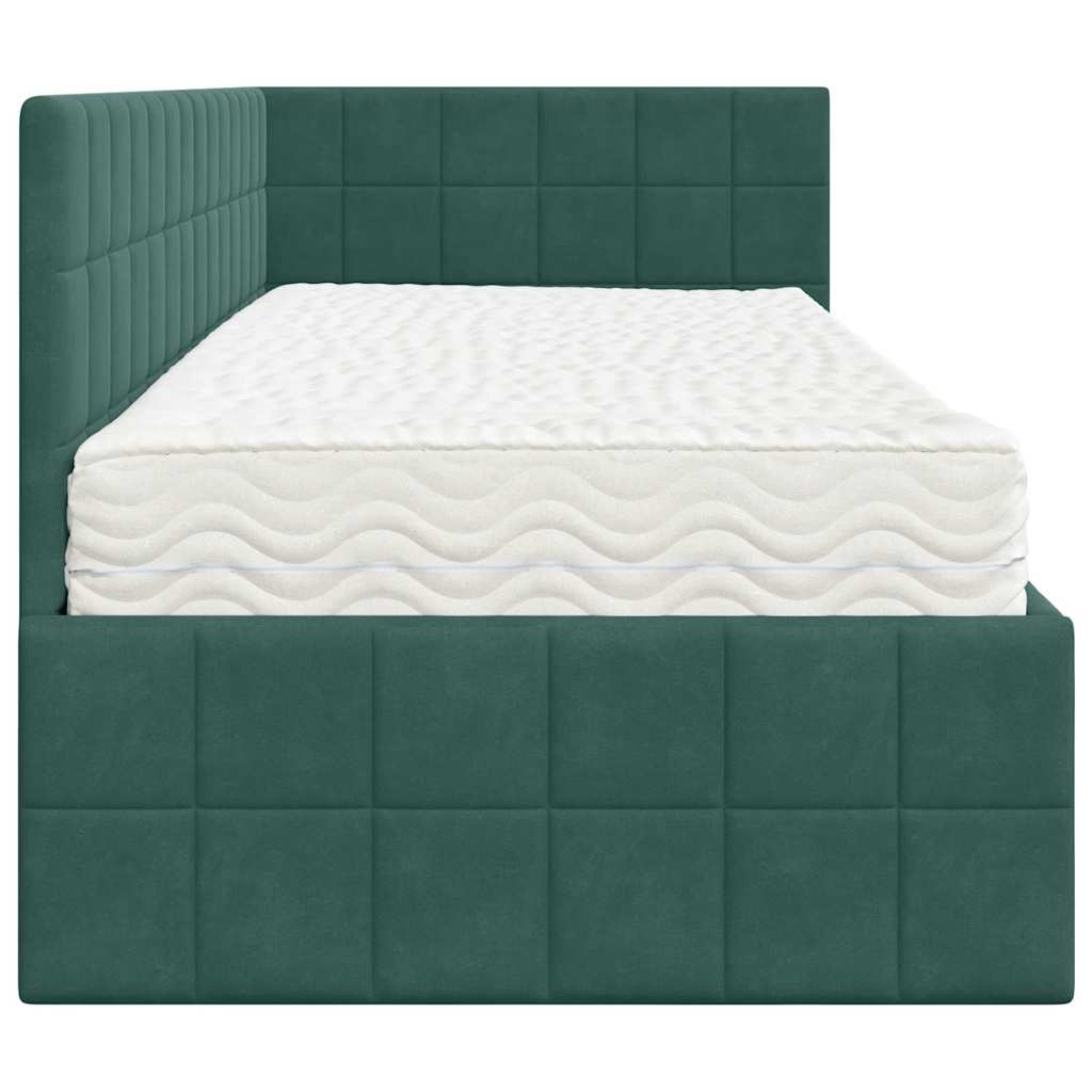Cadre de lit d'angle avec matelas 2 pcs Vert Velours - XIOS
