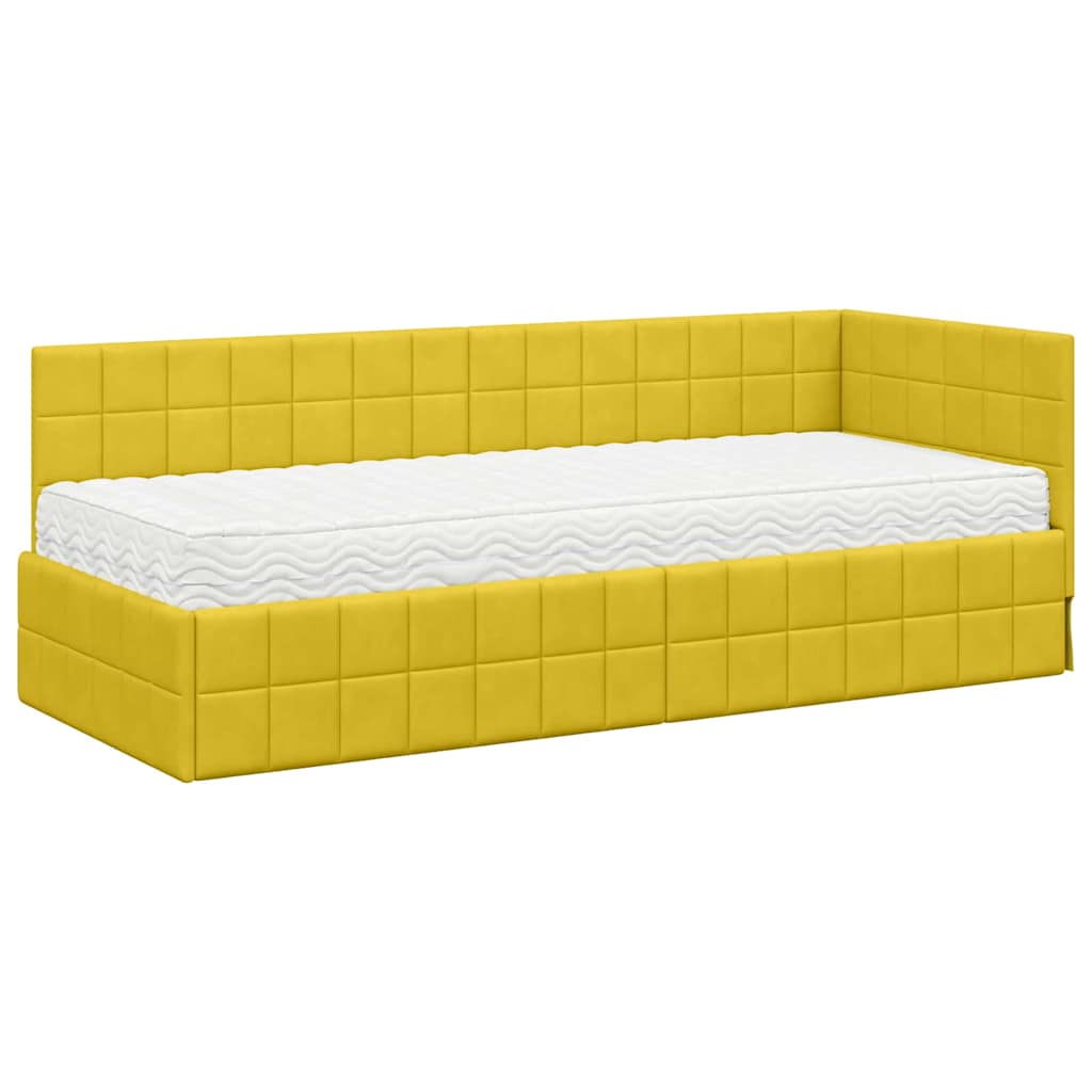 Cadre de lit d'angle avec matelas 2 pcs Jaune Velours - XIOS