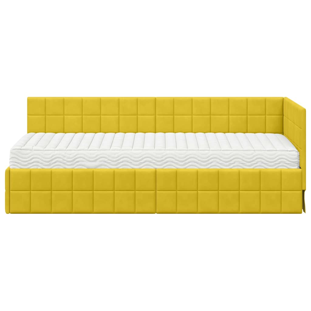 Cadre de lit d'angle avec matelas 2 pcs Jaune Velours - XIOS