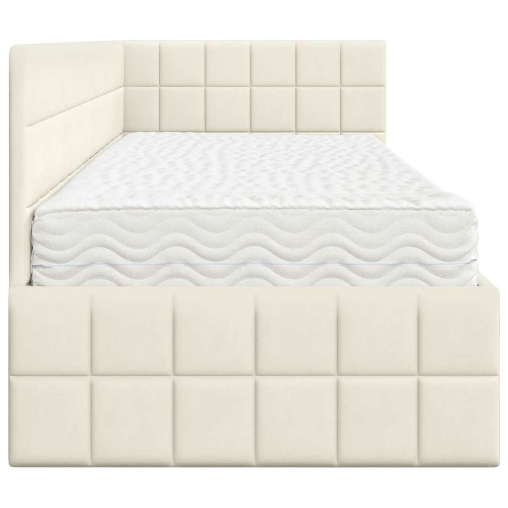 Cadre de lit d'angle avec matelas 2 pcs Crème Velours - XIOS