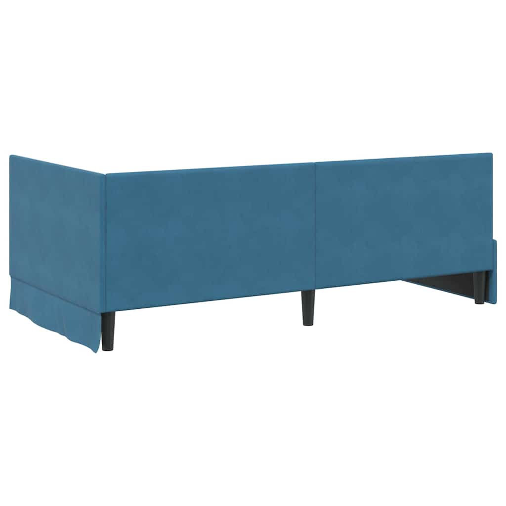 Cadre de lit d'angle avec matelas 2 pcs Bleu Velours - XIOS