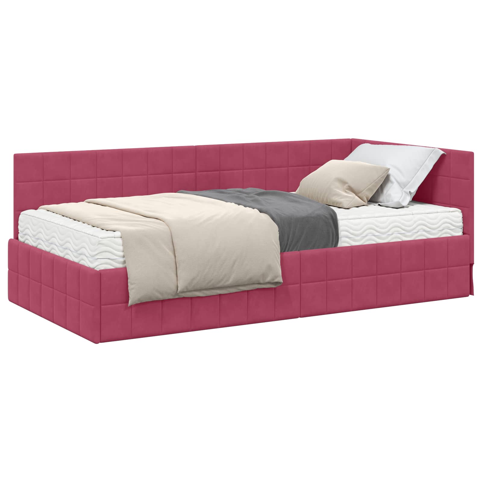 Cadre de lit d'angle avec matelas 2 pcs Vert Velours - XIOS