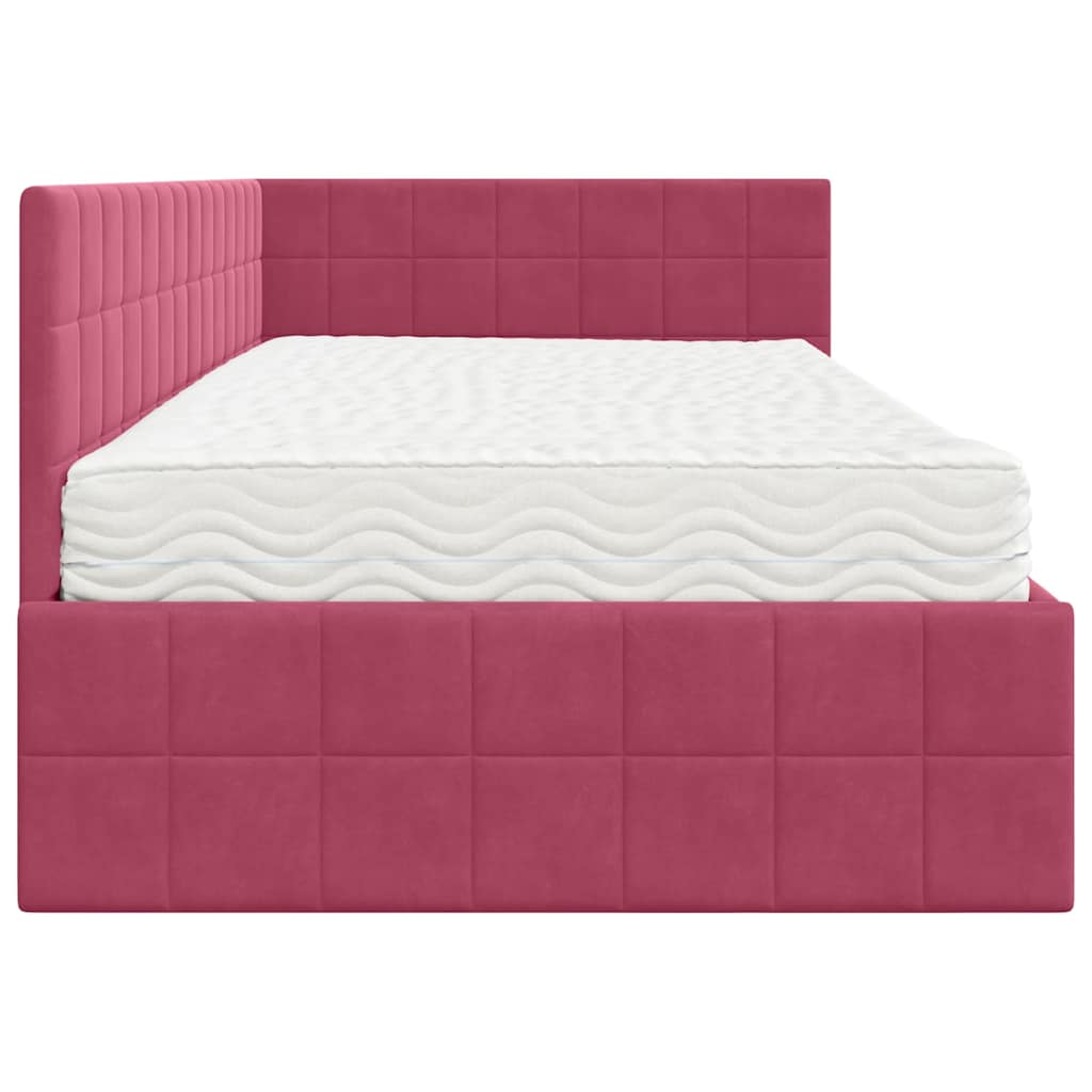 Cadre de lit d'angle avec matelas 2 pcs Vert Velours - XIOS