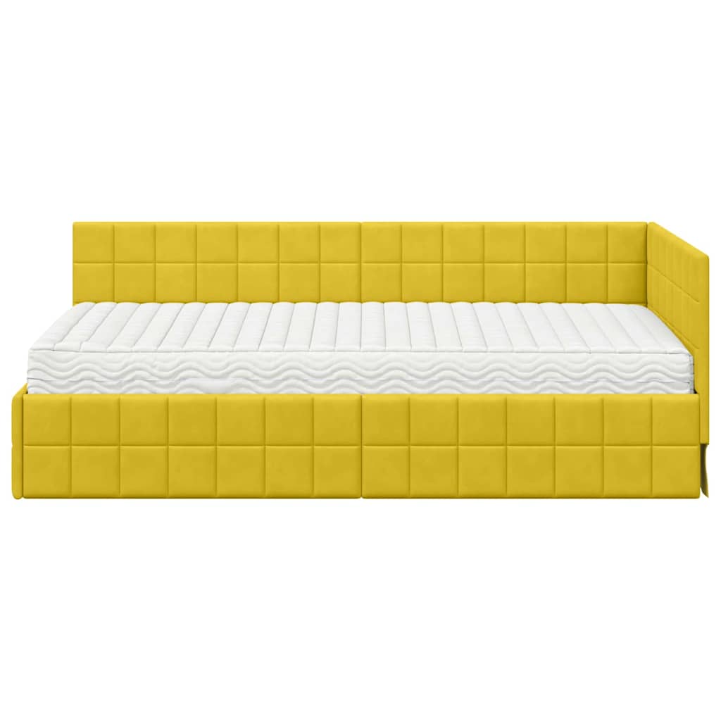 Cadre de lit d'angle avec matelas 2 pcs Jaune Velours - XIOS