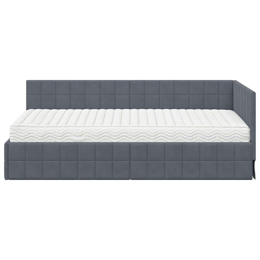 Cadre de lit d'angle avec matelas 2 pcs Gris Velours - XIOS