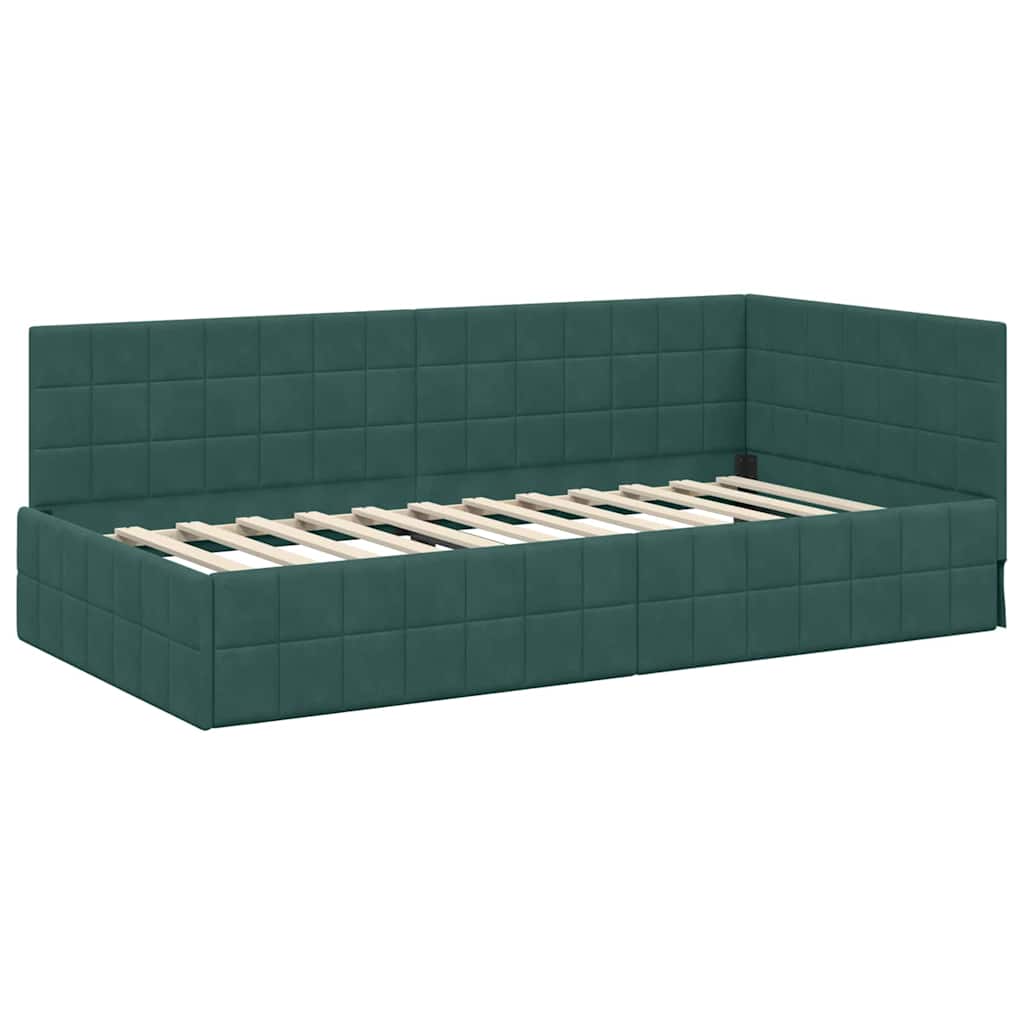Cadre de lit d'angle avec matelas 2 pcs Vert Velours - XIOS