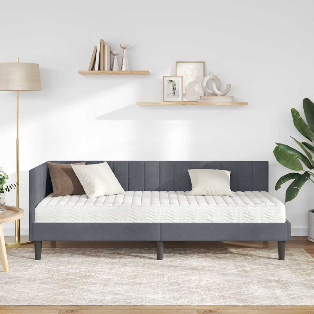 Cadre de lit d'angle avec matelas 2 pcs Gris Velours - XIOS