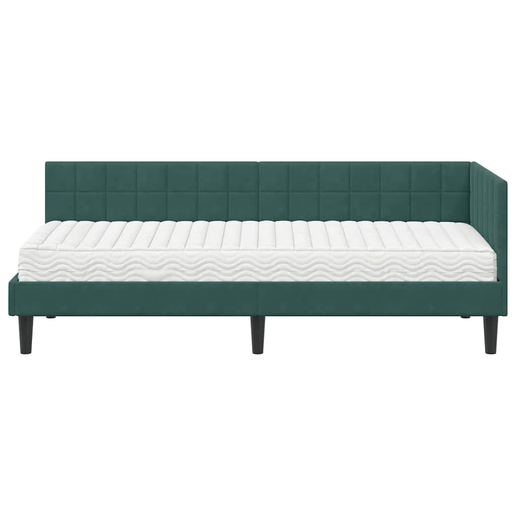 Cadre de lit d'angle avec matelas 2 pcs Vert Velours - XIOS