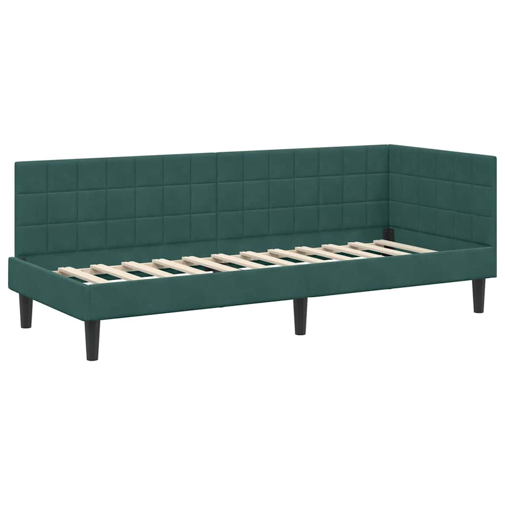 Cadre de lit d'angle avec matelas 2 pcs Vert Velours - XIOS